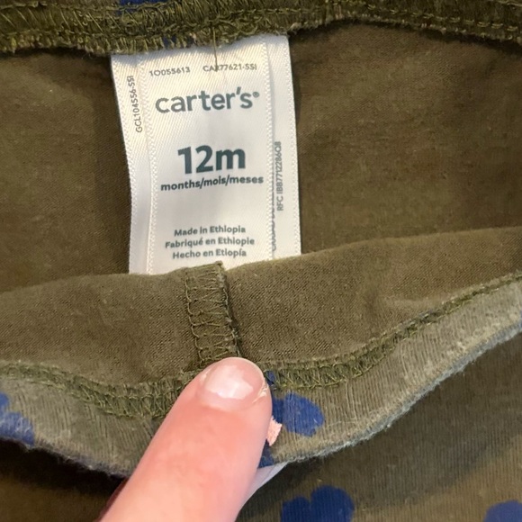Carter's Olive and Blue Heart Leggings - Picture 2 of 12
